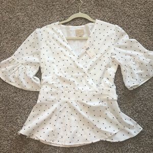 Vanessavirginia polka dot wrap blouse size M
